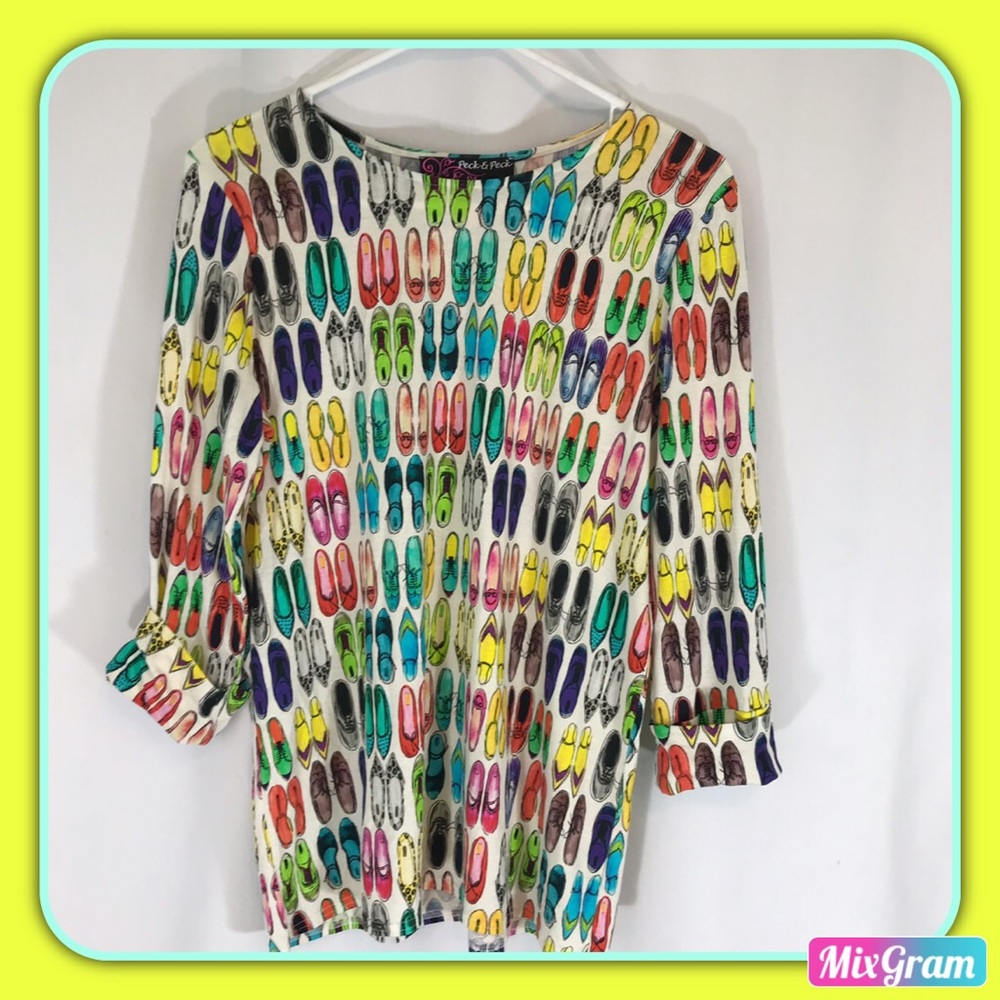 Peck and Peck 3/4 length sleeve pull over top Med